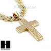 Hip Hop 14k Gold Plated 2Pac Cross PAVE Pendant 30" Cuban Link Chain N1 - Raonhazae