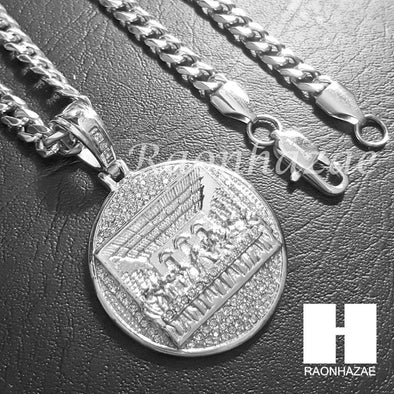 316L Stainless steel Silver Last Supper w/ 5mm Cuban Chain SG37 - Raonhazae