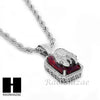 STAINLESS STEEL RUBY KING-TUT CZ PENDANT 24" ROPE CHAIN NECKLACE NP022 - Raonhazae