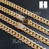 18K Gold Lab Diamond Cuban Link Chain 15mm Bling 24" 30" Necklace L01 - Raonhazae