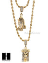 MEN JESUS FACE PRAYING HANDS 24" 30" ROPE CHAIN NECKLACES COMBO SET G38 - Raonhazae
