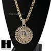 L PHARAOH ROUND PENDANT & DIAMOND CUT CUBAN LINK CHAIN NECKLACE NN51 - Raonhazae