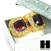 HipHop RICK ROSS Gold Tone Micro pave Red Ruby Big Bling Earrings G130 - Raonhazae