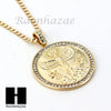 RUBY EGYPTIAN MAAT ROUND PENDANT CUBAN LINK ROPE CUBAN NECKLACE SET D19 - Raonhazae