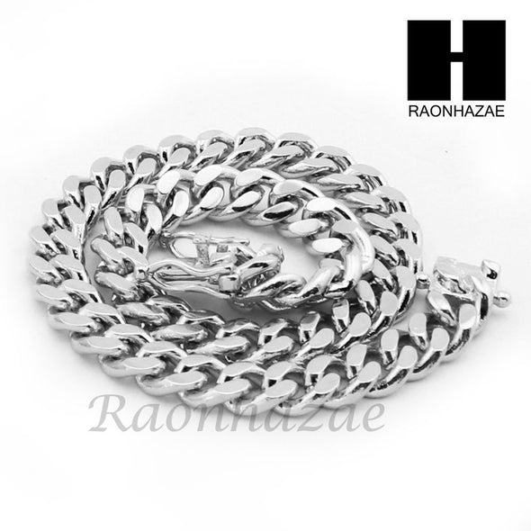 14k White Gold Finish 6mm Miami Cuban Link Chain Necklace Bracelet Various Set C - Raonhazae