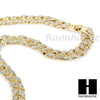 MENS LAB DIAMOND GOLD CUBAN CHAIN RED RUBY JESUS COMBO 2 NECKLACES SET1 - Raonhazae