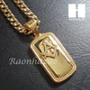 316L Stainless steel Gold Freemason Dog Tag 5mm Cuban Chain SG1 - Raonhazae