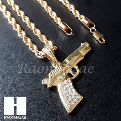 MEN MACHINE GUN CHAIN DIAMOND CUT 30" CUBAN LINK CHAIN NECKLACE S076G - Raonhazae