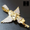 Micro Pave 14K Gold PT Angel Bling Pendant w/ Miami Cuban Chain B031G - Raonhazae
