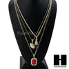 RUBY FOOTBALL PLUG PENDANT 24" 30" ROPE BOX CUBAN CHAIN NECKLACE SET S1 - Raonhazae