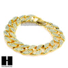 Gold Lab Diamond Necklace 15mm 30" 24" Miami Cuban Link Chain, Bracelet - Raonhazae