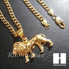 316L Stainless steel Gold King Lion w/ 5mm Cuban Chain SG06 - Raonhazae