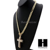MENS LARGE CROSS PENDANT & DIAMOND CUT CUBAN LINK CHAIN NECKLACE NN50 - Raonhazae