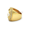 NEW MEN BIG CHUNKY GOLD PLATED RICH GANG CLEAR CRYSTAL CLEAR RING R030G - Raonhazae