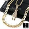 MEN PLUG ROPE CHAIN DIAMOND CUT 30" CUBAN LINK CHAIN NECKLACE SET SS02G - Raonhazae