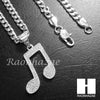 316L Stainless steel Silver Music Note Pendant 5mm Cuban Chain S2 - Raonhazae