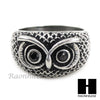 MEN STAINLESS STEEL HIP HOP ANTIQUE SILVER TONE OWL w/ ONYX RING 8-12 SR027CL - Raonhazae