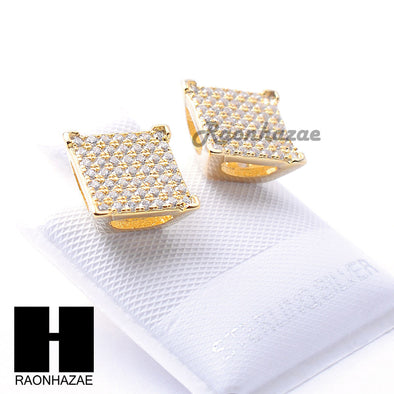 Sterling Silver .925 Lab Diamond 9mm Square Screw Back Earring SE035G - Raonhazae