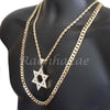 BLING DAVID STAR ROPE CHAIN DIAMOND CUT 30" CUBAN CHAIN NECKLACE SET 36 - Raonhazae