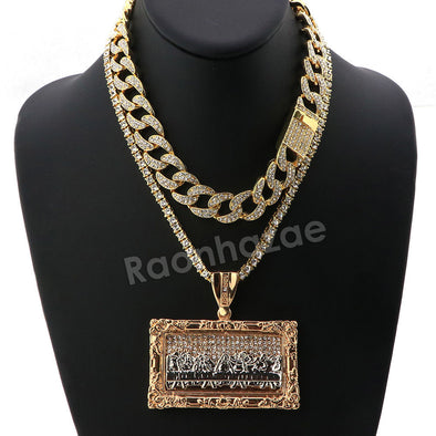 Hip Hop Quavo Last Supper Miami Cuban Choker Chain Tennis Necklace L44 - Raonhazae