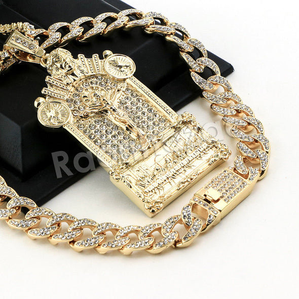 Hip Hop Quavo Jesus Last Supper Miami Cuban Choker Chain Necklace L55 - Raonhazae