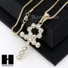 RUBY ANKH CROSS PENDANT 24" 30" ROPE BOX CUBAN CHAIN NECKLACE SET S04 - Raonhazae