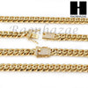 Men 18k Gold Plated 10mm Diamond Clasp Cuban Miami Link Bracelet & Chain Set S02 - Raonhazae