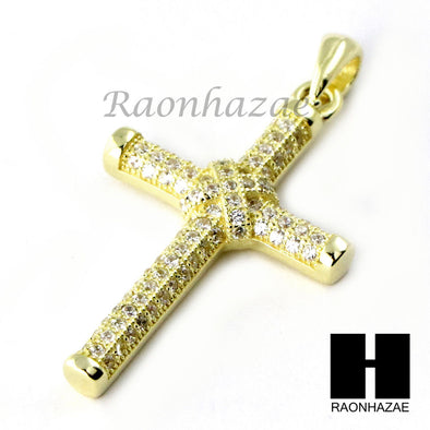 Sterling Silver .925 AAA Lab Diamond Jesus Cross w/2.5mm Moon Chain S31 - Raonhazae