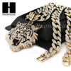 Mens 14k Plated DRAKE TIGER Pendant w/ 30" Cuban Link Chain NN032G - Raonhazae