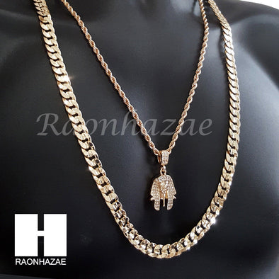 MEN KING TUT ROPE CHAIN DIAMOND CUT 30" CUBAN LINK CHAIN NECKLACE S068 - Raonhazae