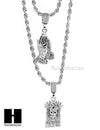 MEN JESUS FACE PRAYING HANDS 24" 30" ROPE CHAIN NECKLACES COMBO SET G38 - Raonhazae