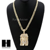 MEN LIL WAYNE JESUS FACE & DIAMOND CUT CUBAN 24" 30" 36" CHAIN NECKLACE - Raonhazae