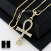 RUBY ANKH CROSS PENDANT 24" 30" ROPE BOX CUBAN CHAIN NECKLACE SET S05 - Raonhazae