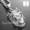 316L Stainless steel Silver King Lion w/ 5mm Cuban Chain S23 - Raonhazae