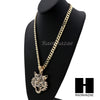 MENS HIP HOP TIGER PENDANT & DIAMOND CUT CUBAN LINK CHAIN NECKLACE NN57 - Raonhazae