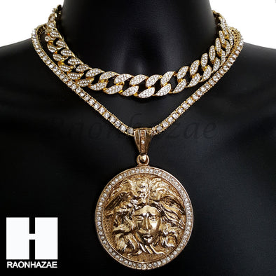 Hip Hop Premium Round Meusa Miami Cuban Choker Tennis Chain Necklace J - Raonhazae