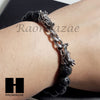 Mens 316L Stainless steel Double Dragon Black Lava Rock Stone Bracelet B0012S - Raonhazae