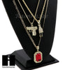 RUBY HANDGUN PLUG PENDANT 24" 30" ROPE BOX CUBAN CHAIN NECKLACE SET S02 - Raonhazae