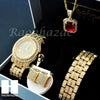 HIP HOP MEEK MILL LAB DIAMOND WATCH RUBY NECKLACE BRACELET EARRING S00 - Raonhazae