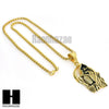 316L STAINLESS STEEL SAINT DEATH SANTA MUERTE GOLD PENDANT W 24" BOX CHAIN NECKLACE 2 - Raonhazae