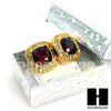 HipHop RICK ROSS Gold Tone Micro pave Red Ruby Big Bling Earrings G130 - Raonhazae