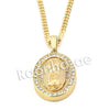 Mens Bling Guadalupe Pendant w/ 5mm 24" 30" Cuban Brass Chain A05G - Raonhazae