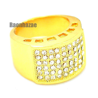 MENS HIP HOP RAPPER CHUNKY RICK 14K GOLD PLATED RING SIZE 7 - 12 N009G - Raonhazae