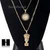 MEN ALLAH & NEFERTITI PENDANT BOX CUBAN CHAIN DOUBLE NECKLACE SET SD06 - Raonhazae