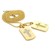 NEW TUPAC CROSS DESIGN DOUBLE DOG TAG 18k GOLD FILLED W 30" BALL CHAINS DTC005GS - Raonhazae