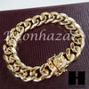 Gold PT Simulated Diamond Pave Watch Ruby QC Chain Cuban Bracelet Set O - Raonhazae