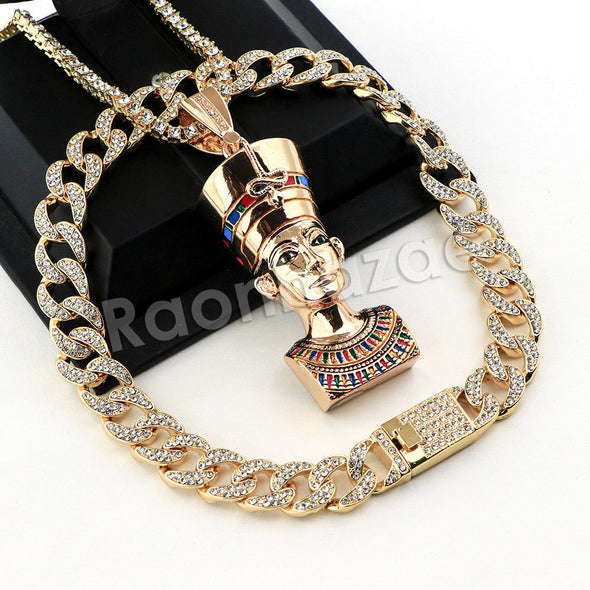 Hip Hop Quavo Queen Nefertiti Miami Cuban Choker Chain Necklace L38 - Raonhazae