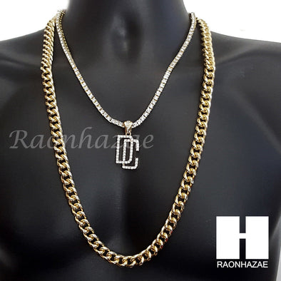 BLING DC MMG CHARM 16"-30" TENNIS CHAIN 30" CUBAN CHAIN NECKLACE G30 - Raonhazae