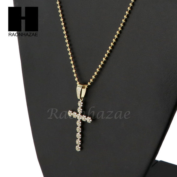 Sterling Silver .925 AAA Lab Diamond Cross 2.5mm Moon Cut Chain SS06 - Raonhazae