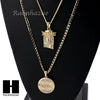 MEN JESUS & LAST SUPPER PENDANT BOX CUBAN CHAIN DOUBLE NECKLACE SET SD9 - Raonhazae